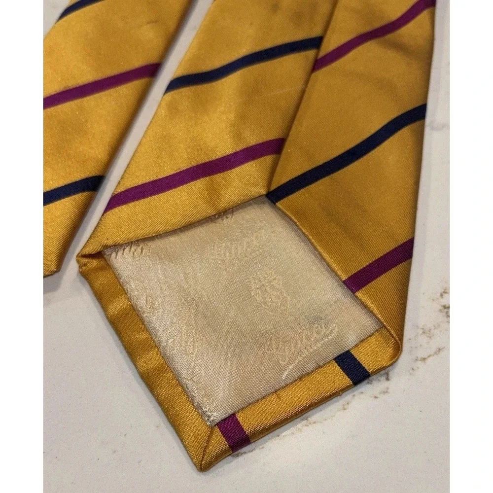 Vintage 100% Silk Gucci Striped Necktie Yellow Blue Purple Made In Italy
